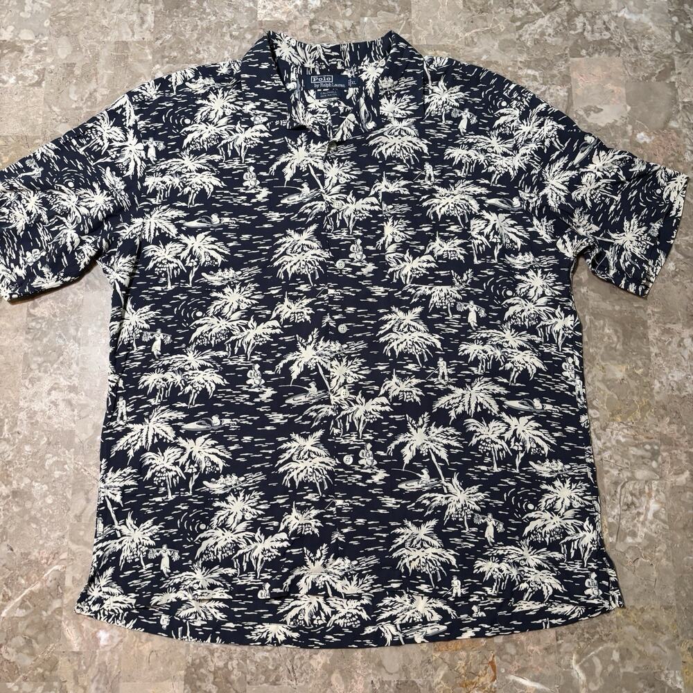 Polo Ralph Lauren Shirt Mens XL Caldwell 100% Rayon Short Sleeve Vintage 90s - Picture 2 of 9